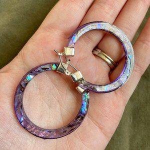 Purple Galaxy Hoop Earrings 1.5"